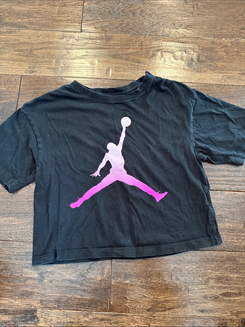 Jordan Kids Black Short-Sleeve Tee with Pink Gradient Jumpman